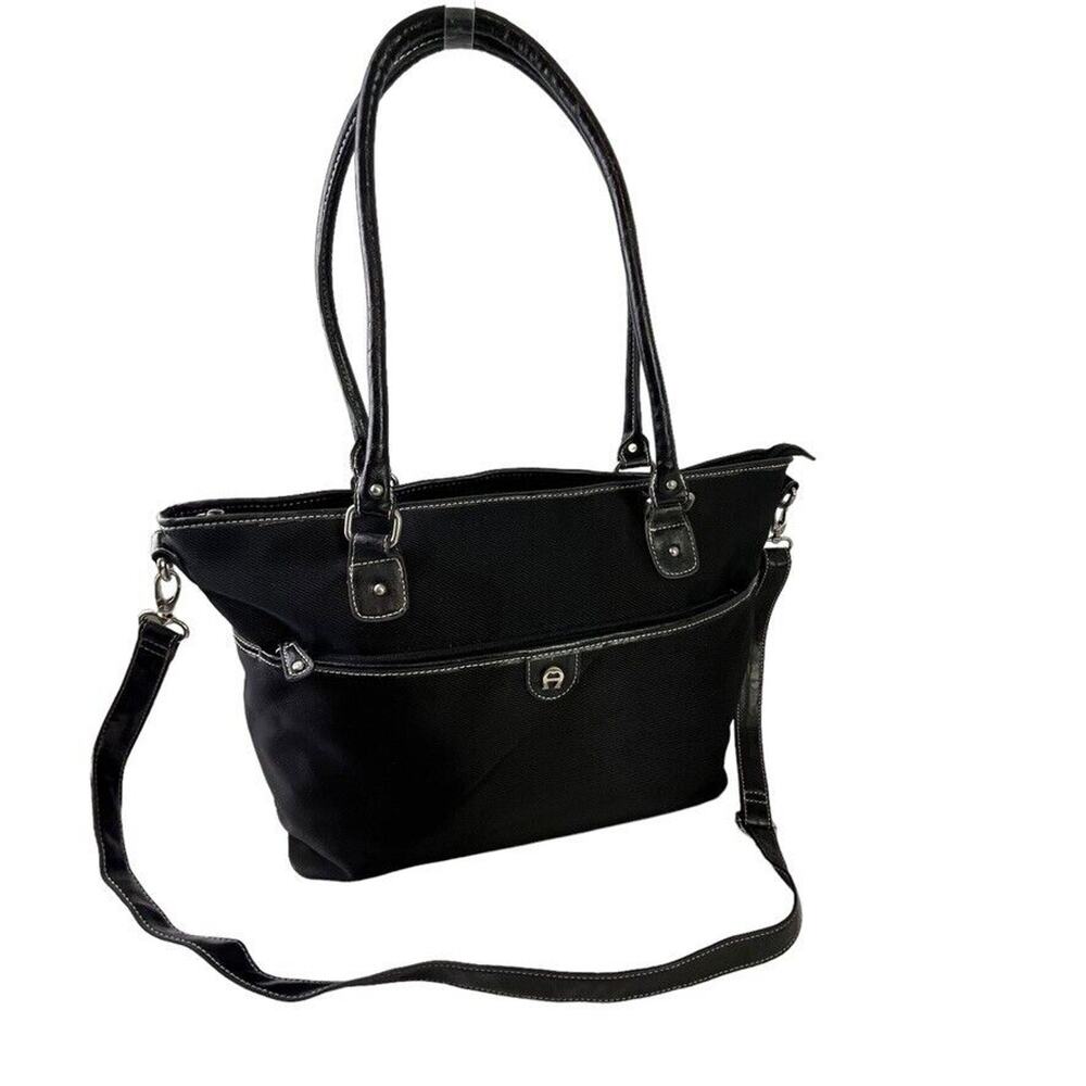 Etienne Aigner Womens Black Large Shoulder Bag Laptop Work Career Purse Handbag